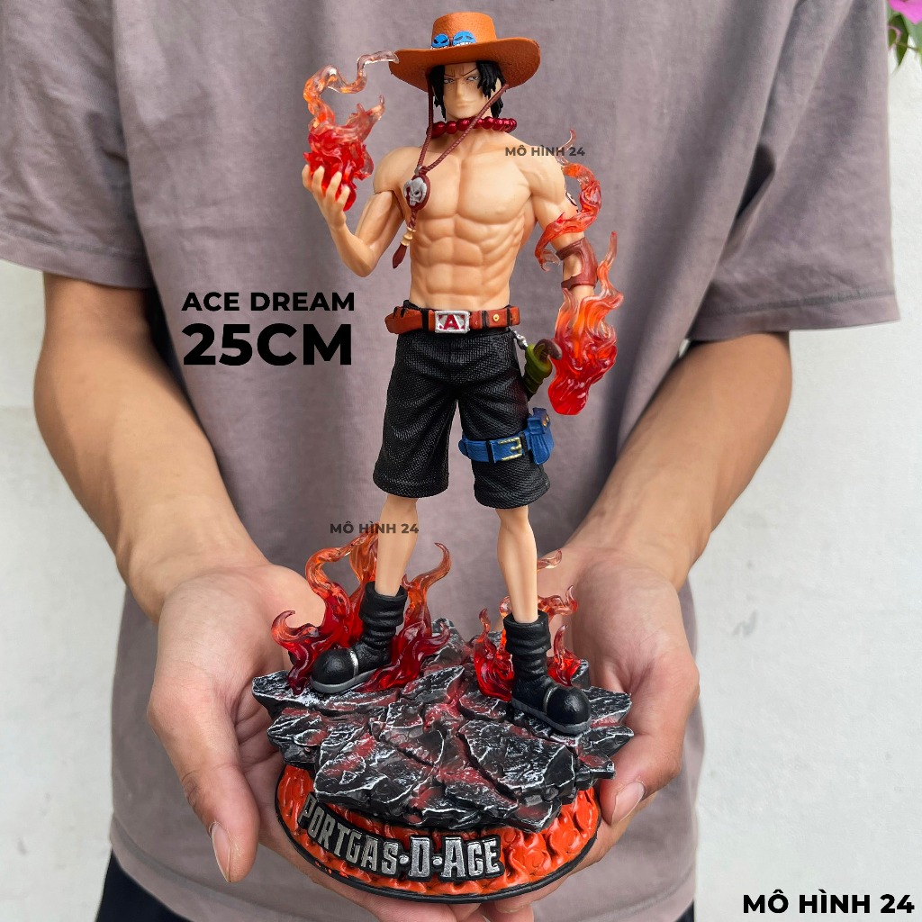 Mô hình nhân vật Portgas D Ace Dream F1 hàng cao cấp figure ACE cầm cầu lửa có base đẹp kỷ niệm 25 năm cao 25cm