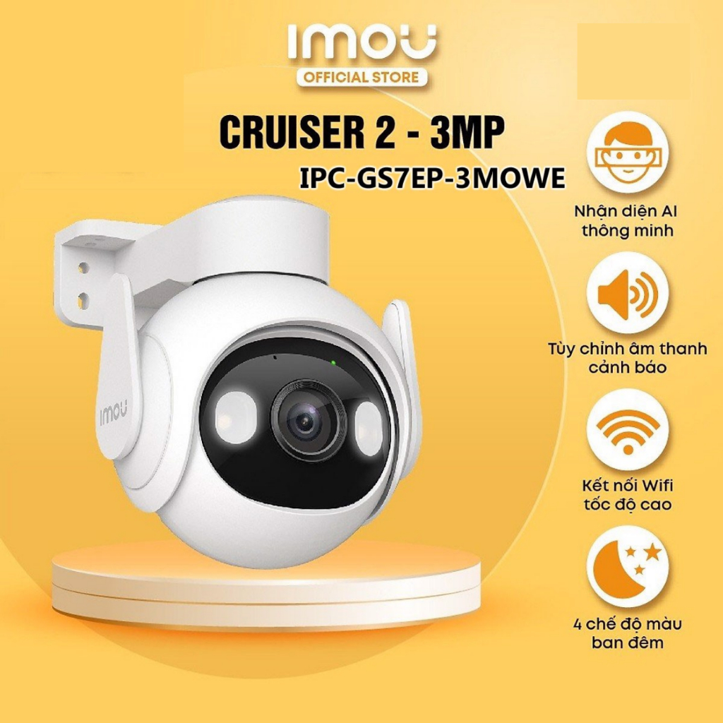 GS7EP 3MP | Camera Wifi quay quét có màu ban đêm 3MP iMOU GS7EP, Tích hợp mic và loa, hỗ trợ đàm thoại 2 chiều