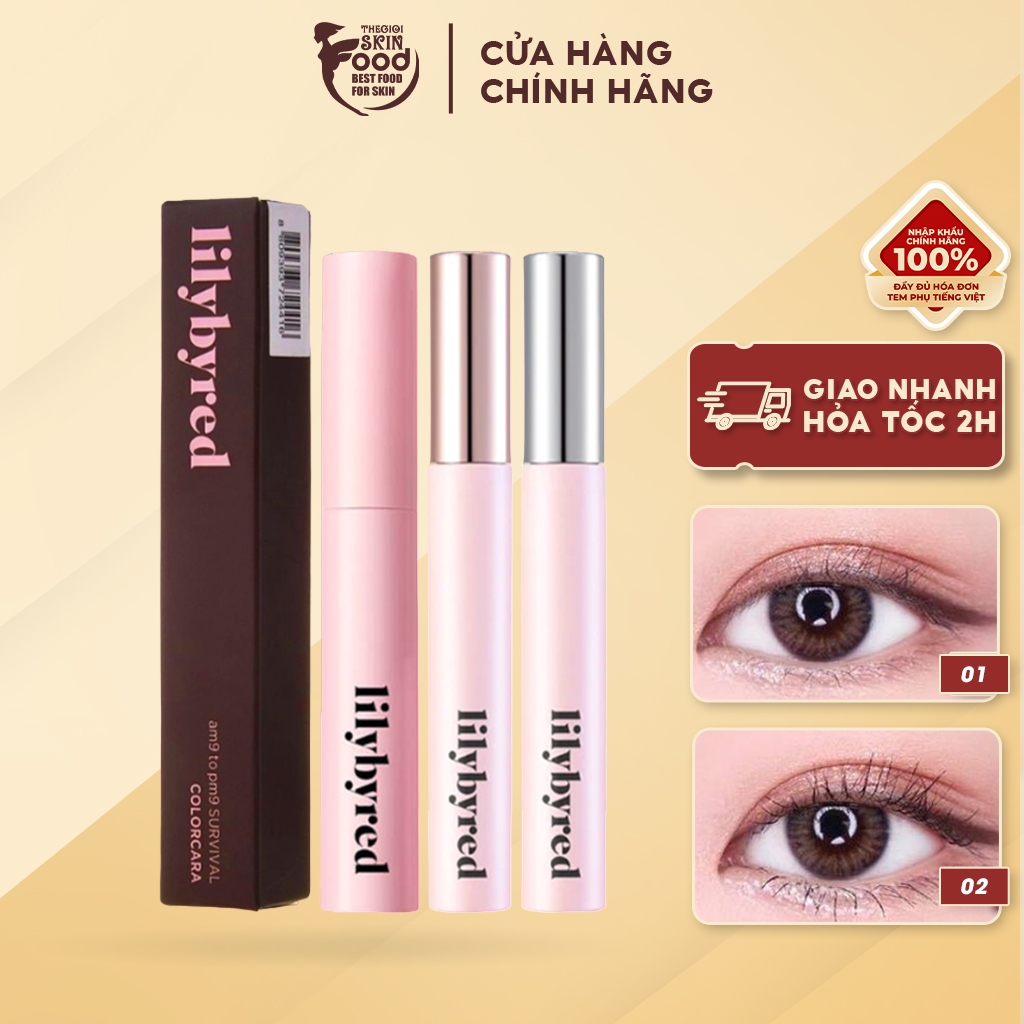 Mascara Siêu Mảnh Dài, Chống Trôi Suốt 12 Giờ Hàn Quốc Lilybyred am9 to pm9 Survival Colorcara 6g