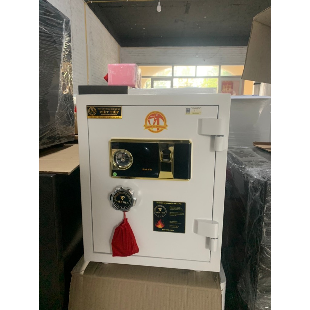 Két Sắt Việt Tiệp VE54 Vân Tay Full Trắng <50KG>