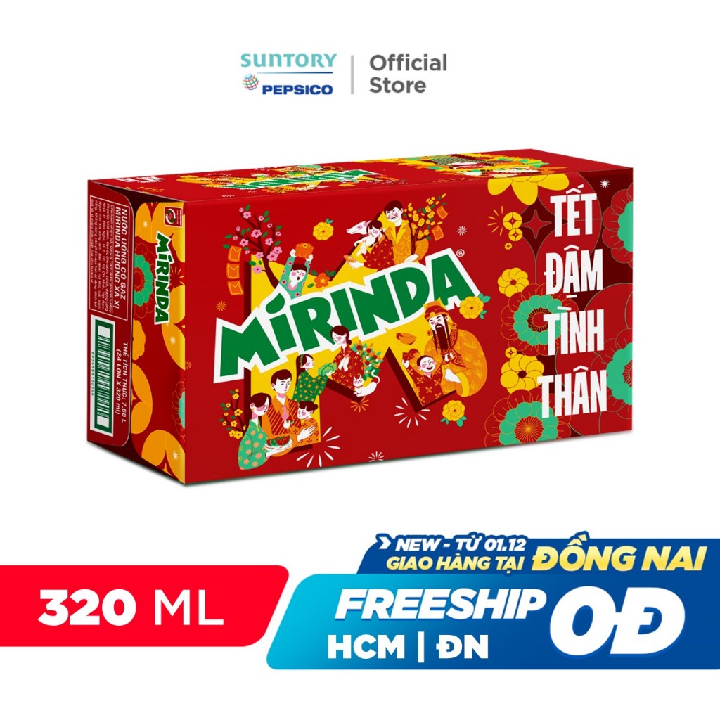 Thùng 24 Lon Nước Ngọt Có Gaz Mirinda Xá Xị