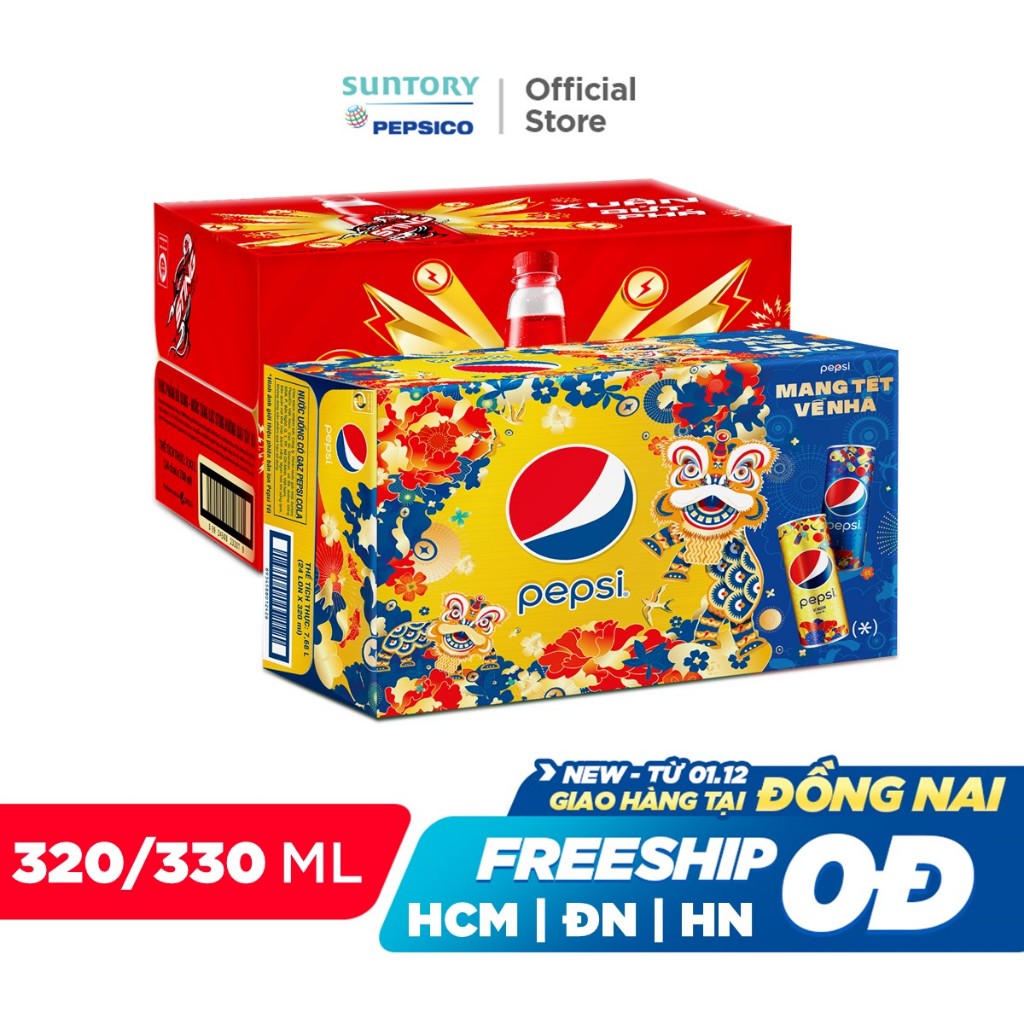 Combo 1 Thùng 24 Chai Sting Dâu (330ml/chai) và 1 Thùng 24 Lon Pepsi (320ml/lon)