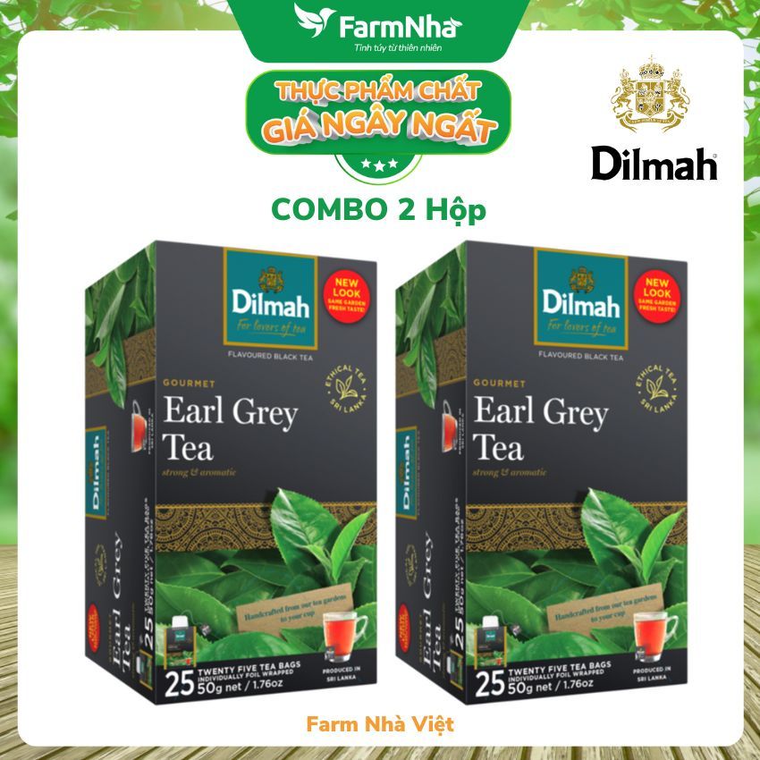 Trà Dilmah Premium Ceylon Earl Grey Tea 50g  25 túi x 2gr Trà Bá Tước