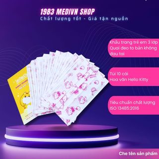 Khẩu trang y tế ttc 3 lớp trẻ em - hello kitty túi 10 cái