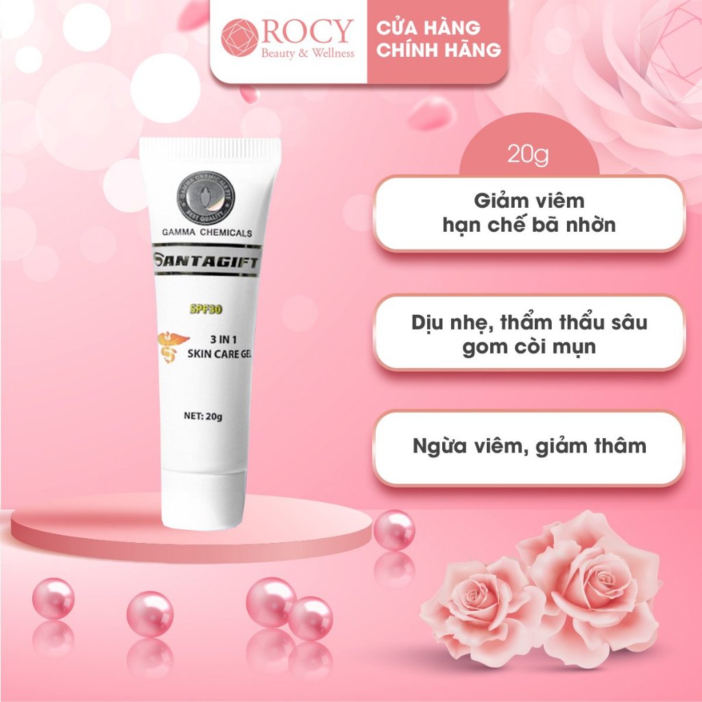 SantaGift - Gel Giảm Mụn Ngừa Thâm, Giúp Da Trắng Sáng, Ức Chế Sắc Tố, Thông Thoáng Lỗ Chân Nông - SANTAGIFT 20g - ROCY