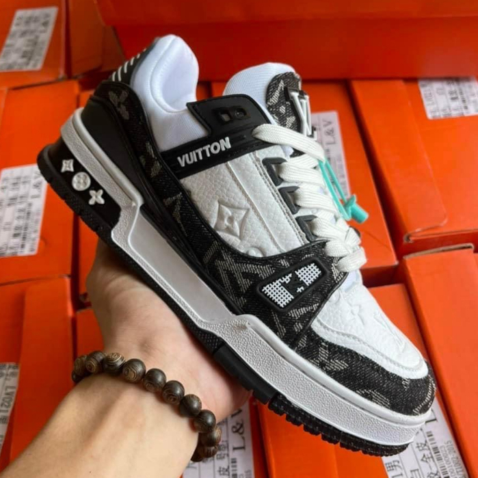 Giày LV Louis Vuitton Trainer Black White, Giày LV Xanh Lá, xanh than, Đen Các Màu Hót Siêu Chất hottrend 2023-duti