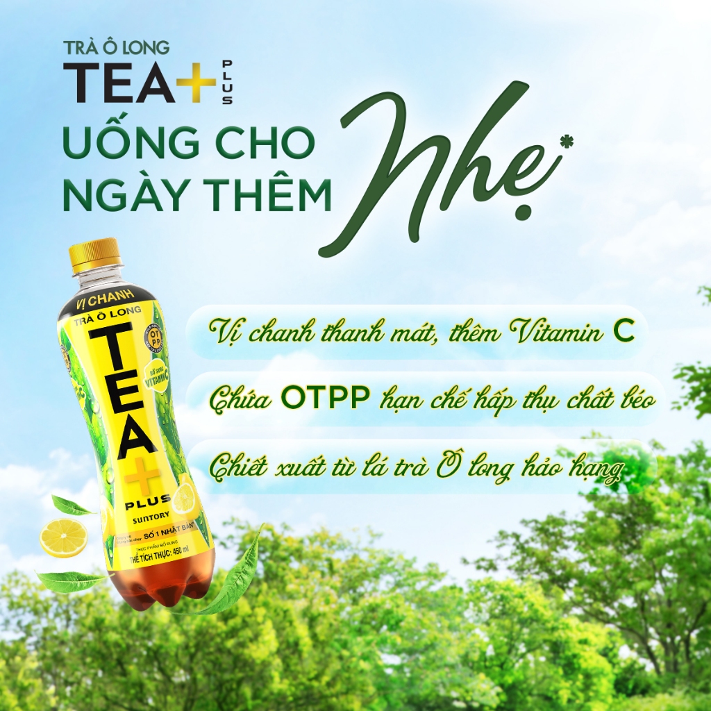 Thùng 24 Chai Trà Ô long Tea+ Vị Chanh