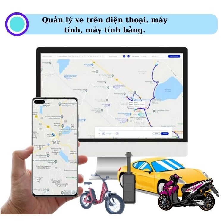 Định vị theo dõi xe máy, ô tô chip 4G độ chính xác cao tặng kèm sim 4G trọn gói 1 năm