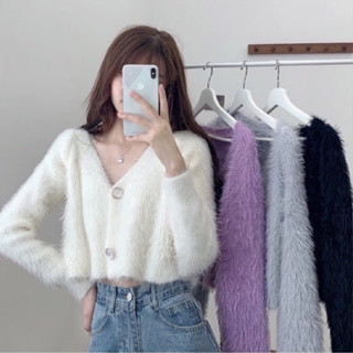 Áo croptop len áo khoác cardigan lông tay dài phong cách ulzzang thu đông SAM SAM BOUTIQUE