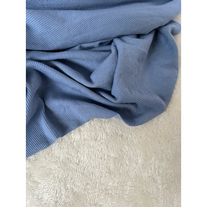 Vải thun tăm Hàn tông màu xanh xám