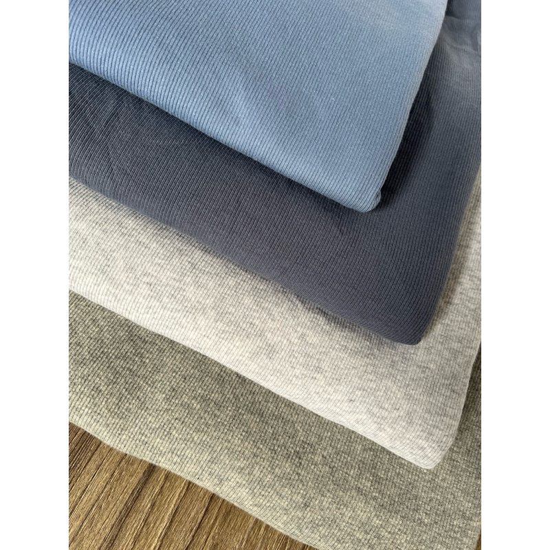 Vải thun tăm Hàn tông màu xanh xám