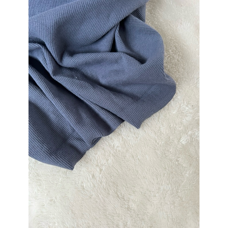 Vải thun tăm Hàn tông màu xanh xám