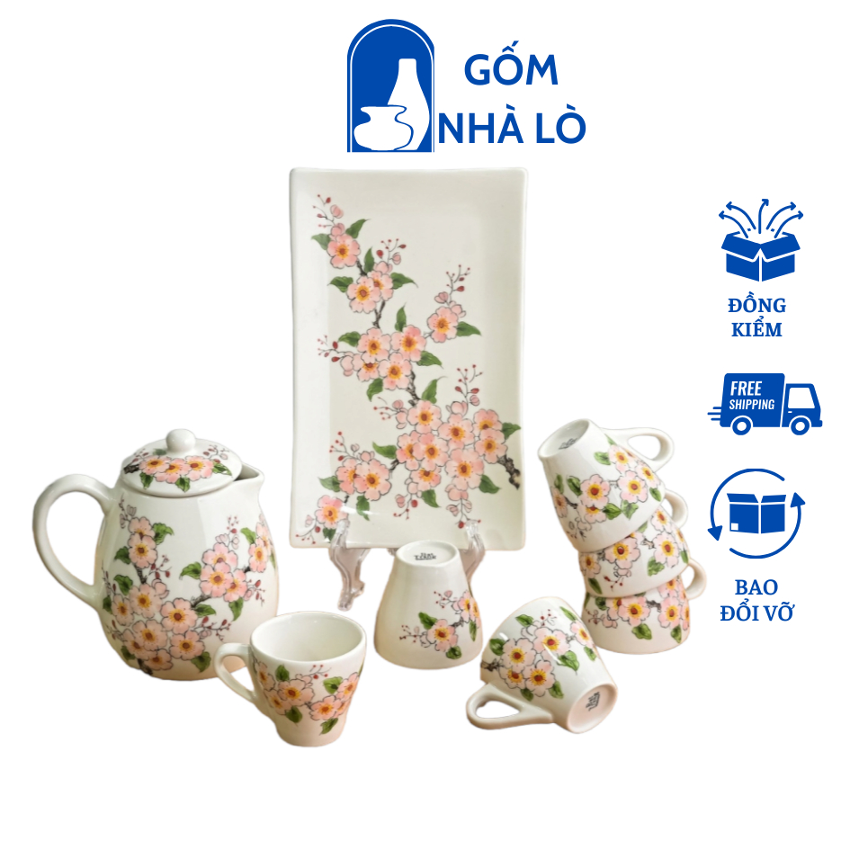 Ấm Chén Pha Trà Uống Chè Nhiều Họa Tiết Vẽ Tay Gốm sứ Bát Tràng Gốm Nhà Lò
