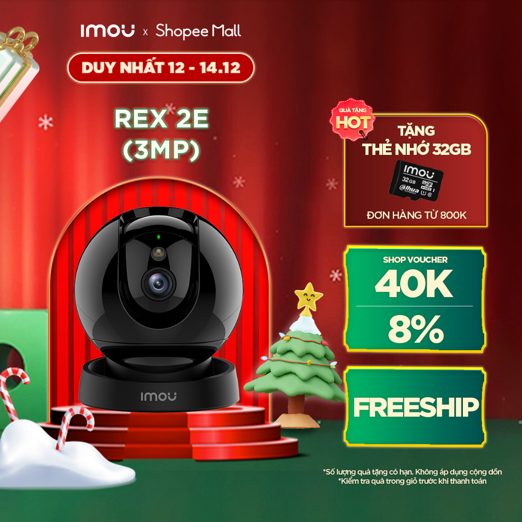Camera Wifi Imou Rex 2E I 5MP 3MP | Tua theo điểm | Phát hiện chuyển động IPC-GK2DP-5C0WE