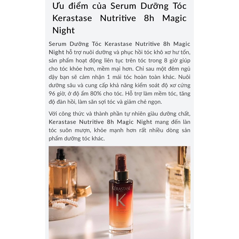 Serum dưỡng tóc ban đêm Kérastase Nutritive 8H Magic Night 30ml/90ml
