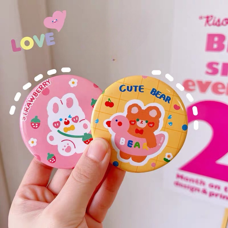 Gương Trang Điểm Cầm Tay Mini, Gương Bỏ Túi Phong Cách Hàn Quốc