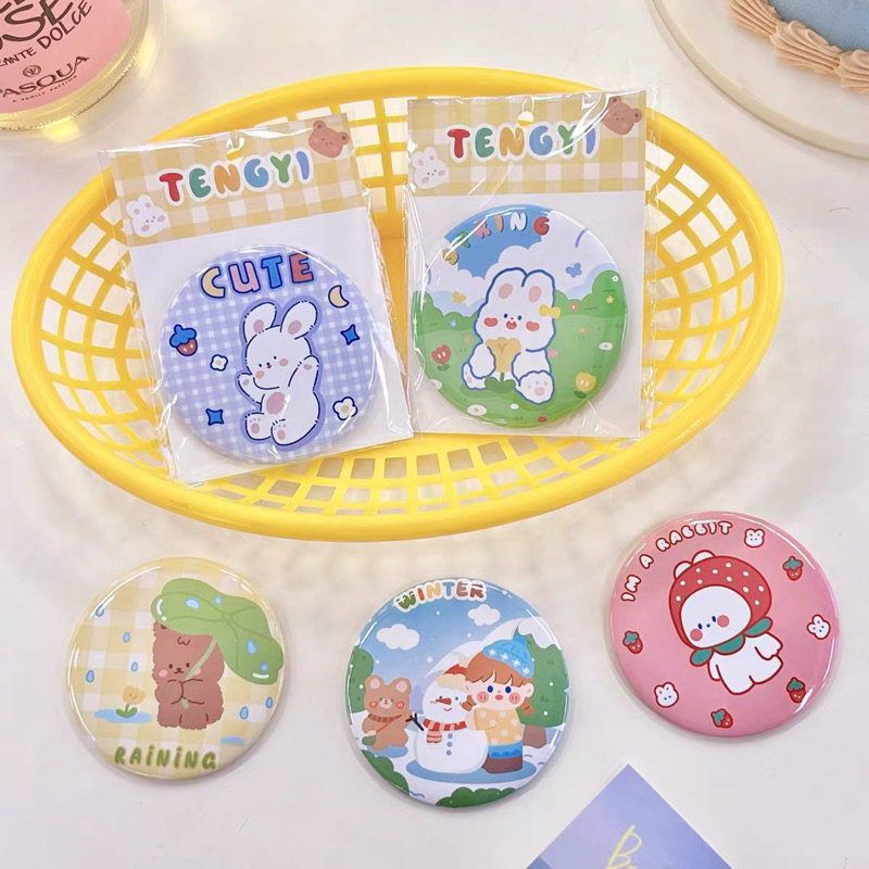 Gương Trang Điểm Cầm Tay Mini, Gương Bỏ Túi Phong Cách Hàn Quốc