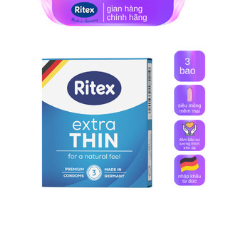 Bao cao su Ritex Extra Dünn siêu mỏng, mềm mại, bền dai hộp 3 bao - Hàng nhập khẩu chính hãng