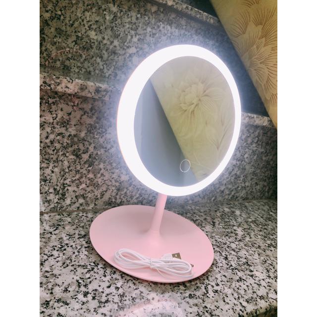 Gương Trang Điểm Để Bàn ⚡️ Gương Để Bàn Trang Điểm Có Đèn Led Cảm Ứng 3 Chế Độ Ánh Sáng Pin Siêu Trâu