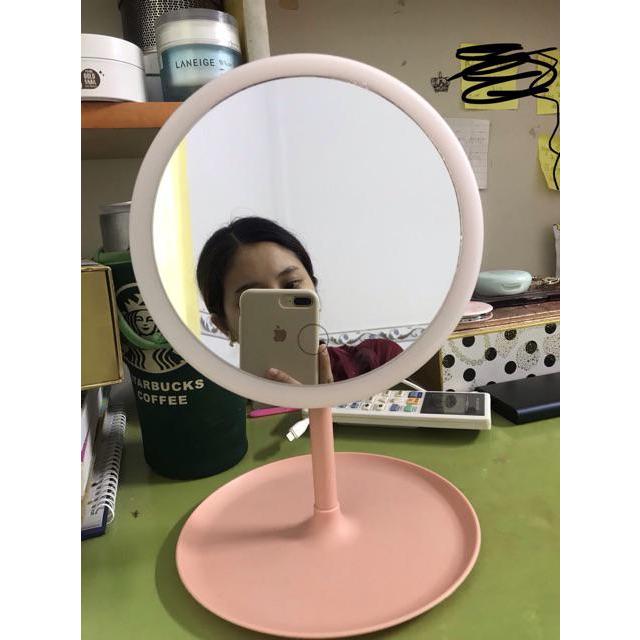 Gương Trang Điểm Để Bàn ⚡️ Gương Để Bàn Trang Điểm Có Đèn Led Cảm Ứng 3 Chế Độ Ánh Sáng Pin Siêu Trâu