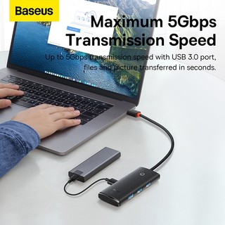 Hub chuyển đa năng Baseus USB/Type C to 4*USB3.0 25cm ( Lite Series 4-Port USB-A/Type C HUB Adapter)