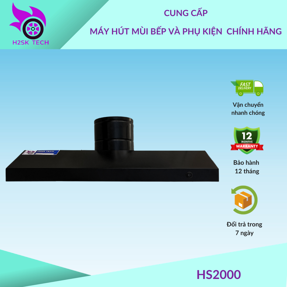 Máy hút mùi bếp H2SK TECH model Hs2000 đèn tròn lực hút 1000m3/h kích thước 70cm