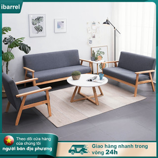 Ghế sofa gỗ thư giãn nỉ chân gỗ thông decor đẹp Sofa phòng khách đơn giản Ghế văng nỉ dài ngồi tiếp khách