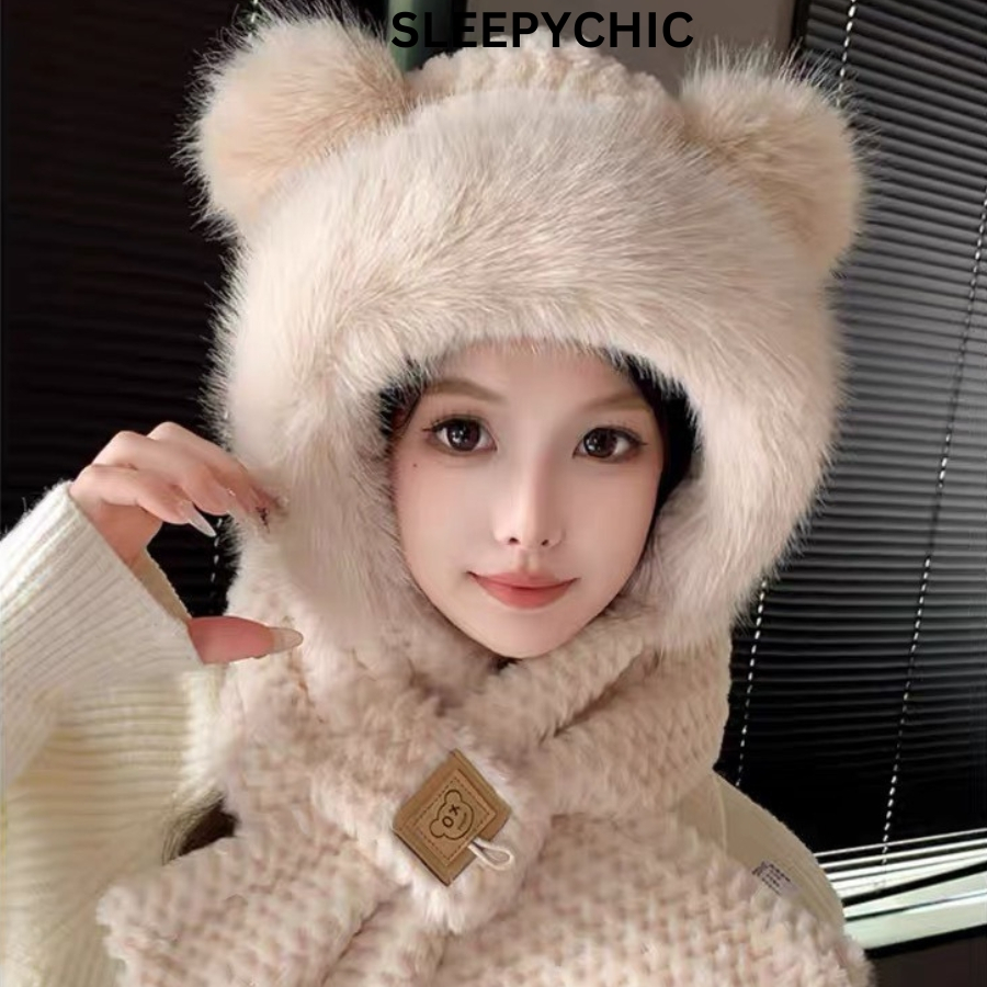 Quà giáng sinh tặng người yêu mũ len nữ ấm áp mùa đông tai gấu tặng quà tặng sinh nhật,noel, kỉ niệm nón lông cừu