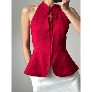 Luna top/ Áo yếm linen gân - Herlig.sg