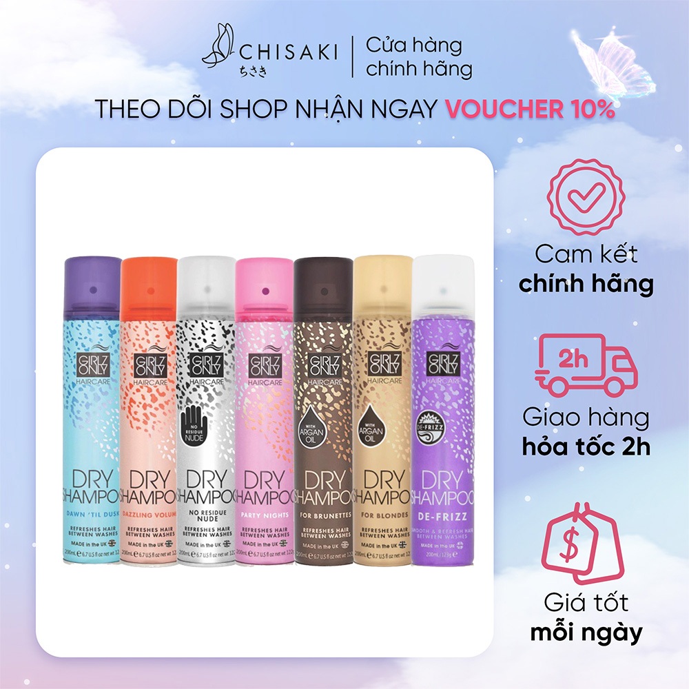 Dầu Gội Khô Girlz Only Dry Shampoo Tóc Bồng Bềnh Tức Thì 200ml