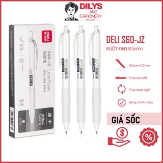 Bút gel Deli bấm khô nhanh cao cấp ngòi 0,5mm đầu bút kim S60-JZ/S60-ST