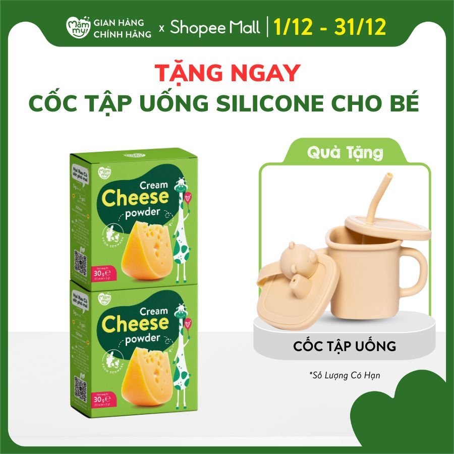 Set 2 hộp phô mai tách muối Mămmy dạng bột rắc cơm, cháo cho bé ăn dặm bổ sung canxi tăng chiều cao, hộp 10 ống 3g