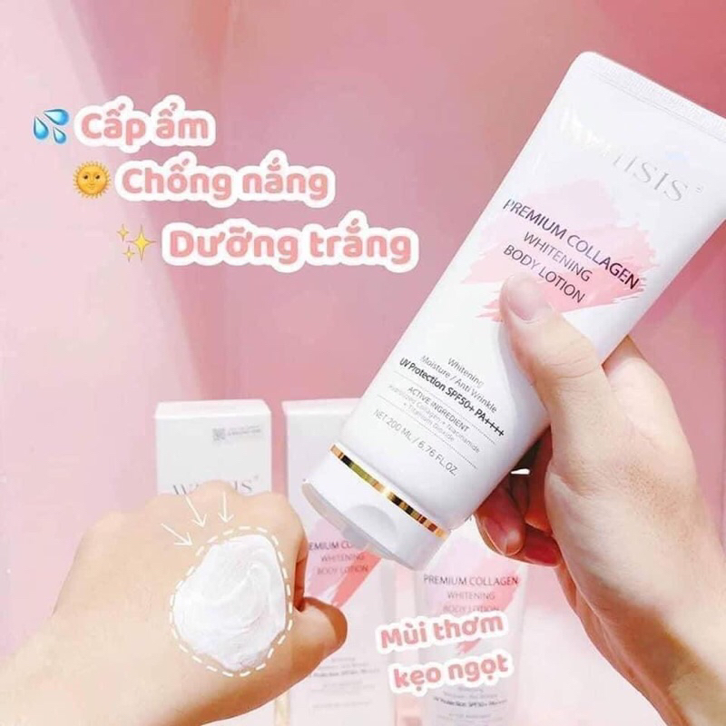Kem Body Trắng Da Chống Nắng Nâng Tone  WHISIS Premium Collagen Whitening Body Lotion 200ml