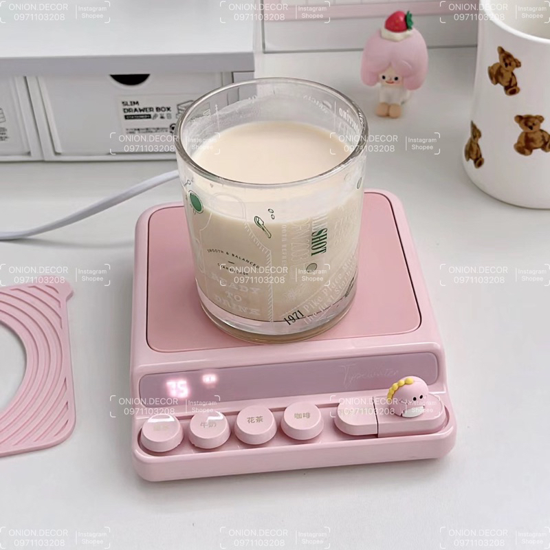 Máy hâm nóng 4 nấc màu hồng nút bấm cơ hẹn giờ