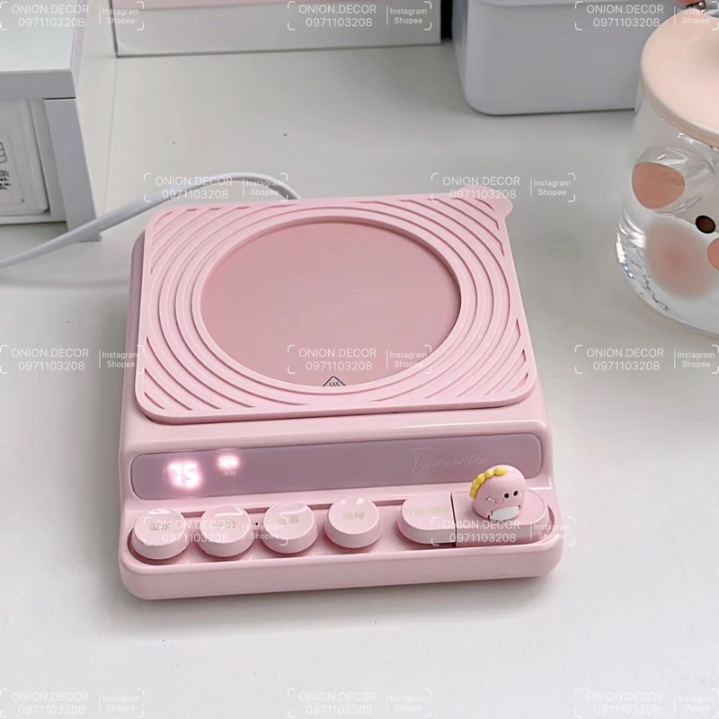 Máy hâm nóng 4 nấc màu hồng nút bấm cơ hẹn giờ