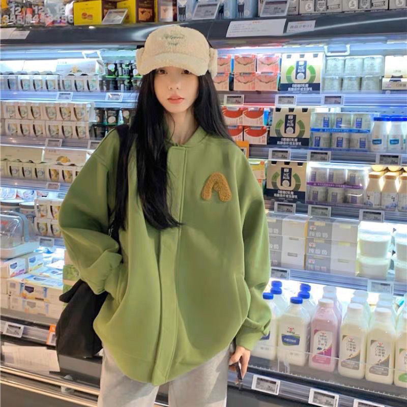 ÁO KHOÁC NỈ THU ĐÔNG KHOÁC NGOÀI BOMBER CHỮ P