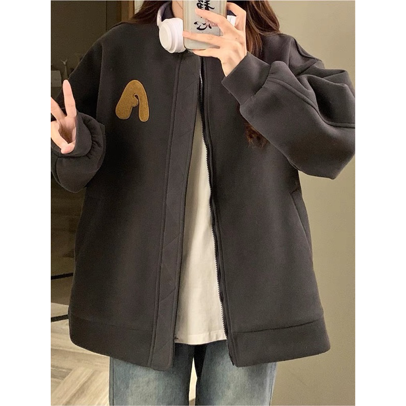 ÁO KHOÁC NỈ THU ĐÔNG KHOÁC NGOÀI BOMBER CHỮ P