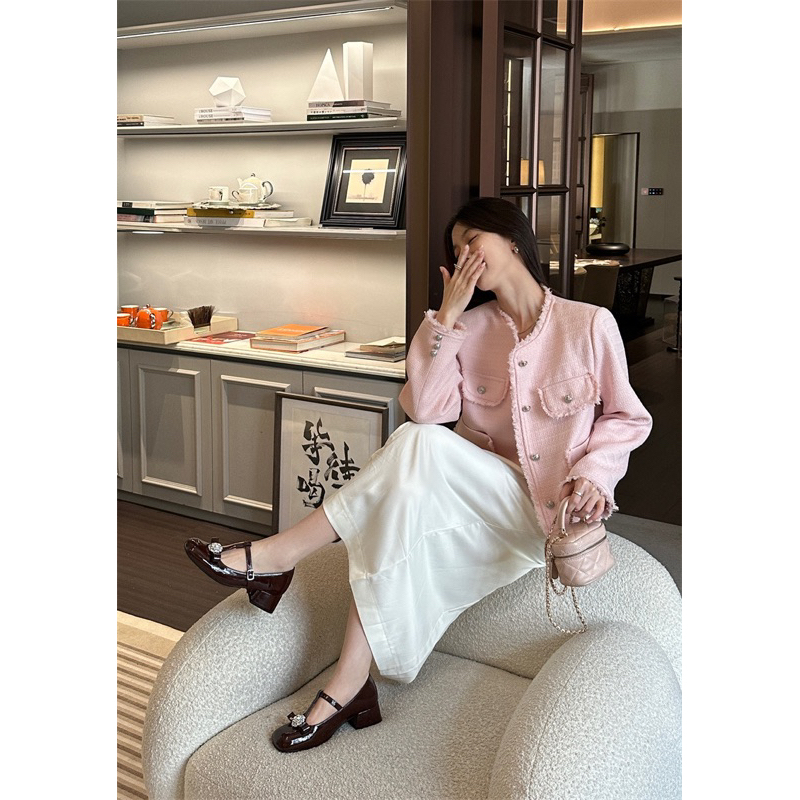 Giày búp bê Mary Jane tiểu thư đính đá đế 3cm