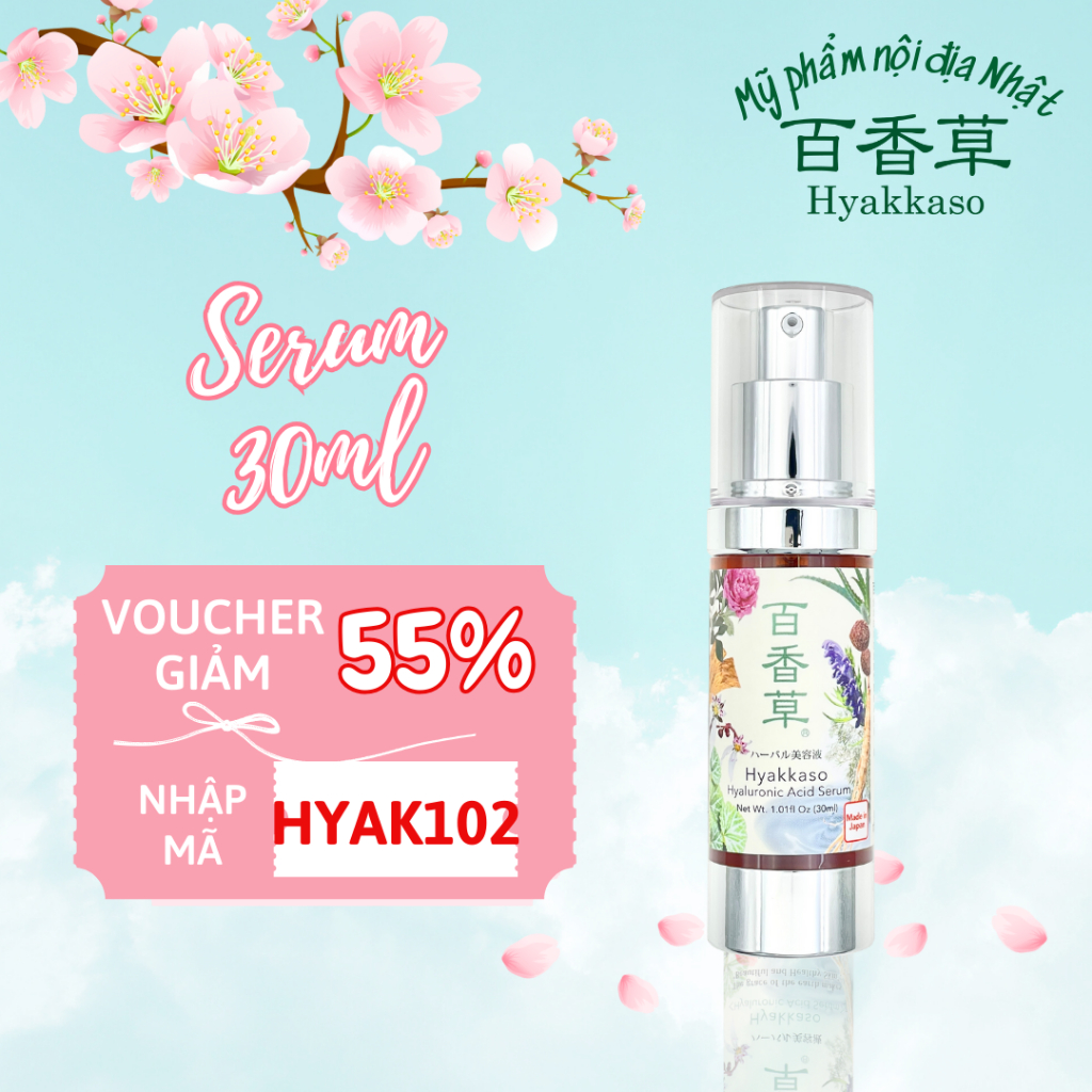 Serum ngừa mụn sáng da Hyakkaso 30ml - Hyakkaso Hyaluronic Acid Serum Japan 30ml