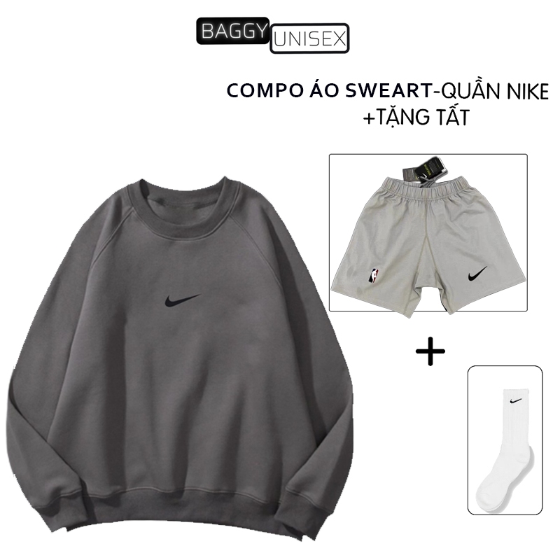 Compo Áo Sweater+Quần TẶNG Tất thêu dày dặn khoác nỉ nam nữ unisex Sweater thời trang thể thao