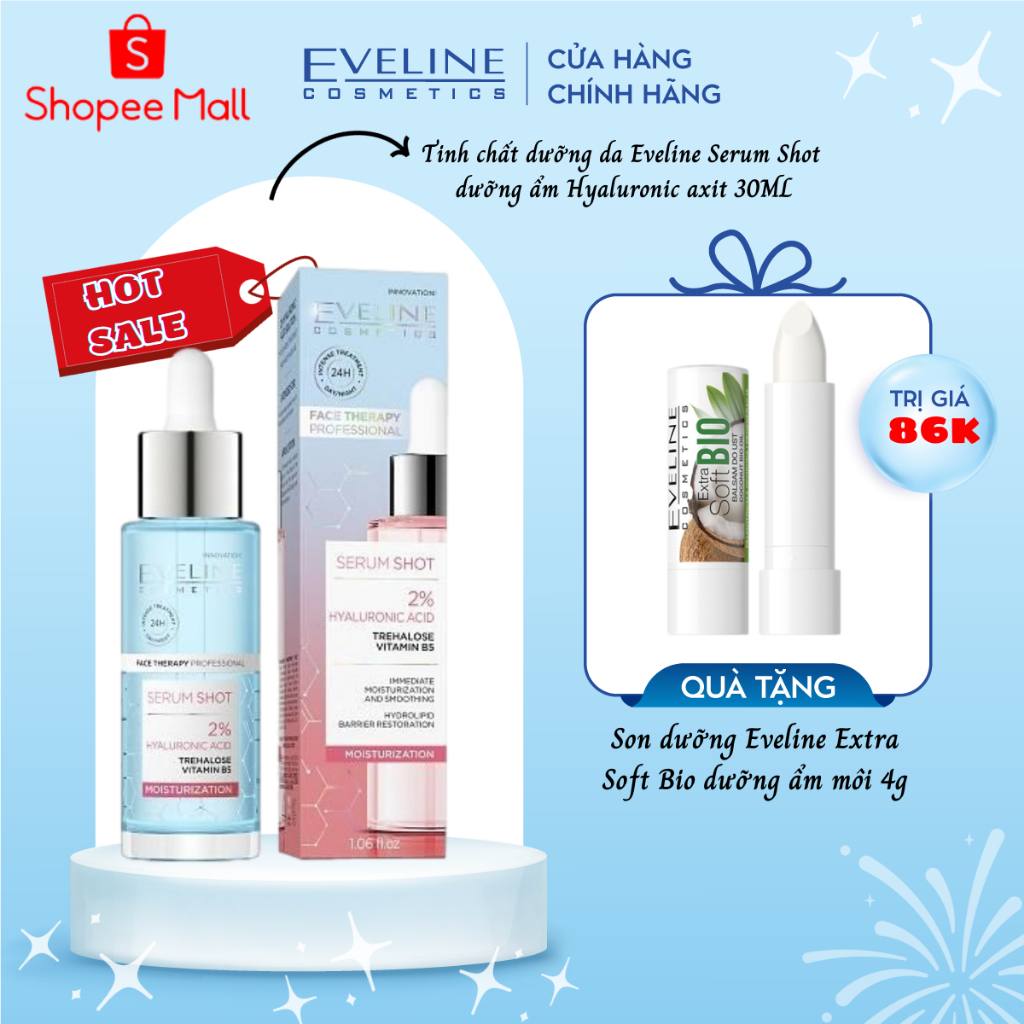 Tinh chất dưỡng da Eveline Serum Shot dưỡng ẩm Hyaluronic axit 30ML