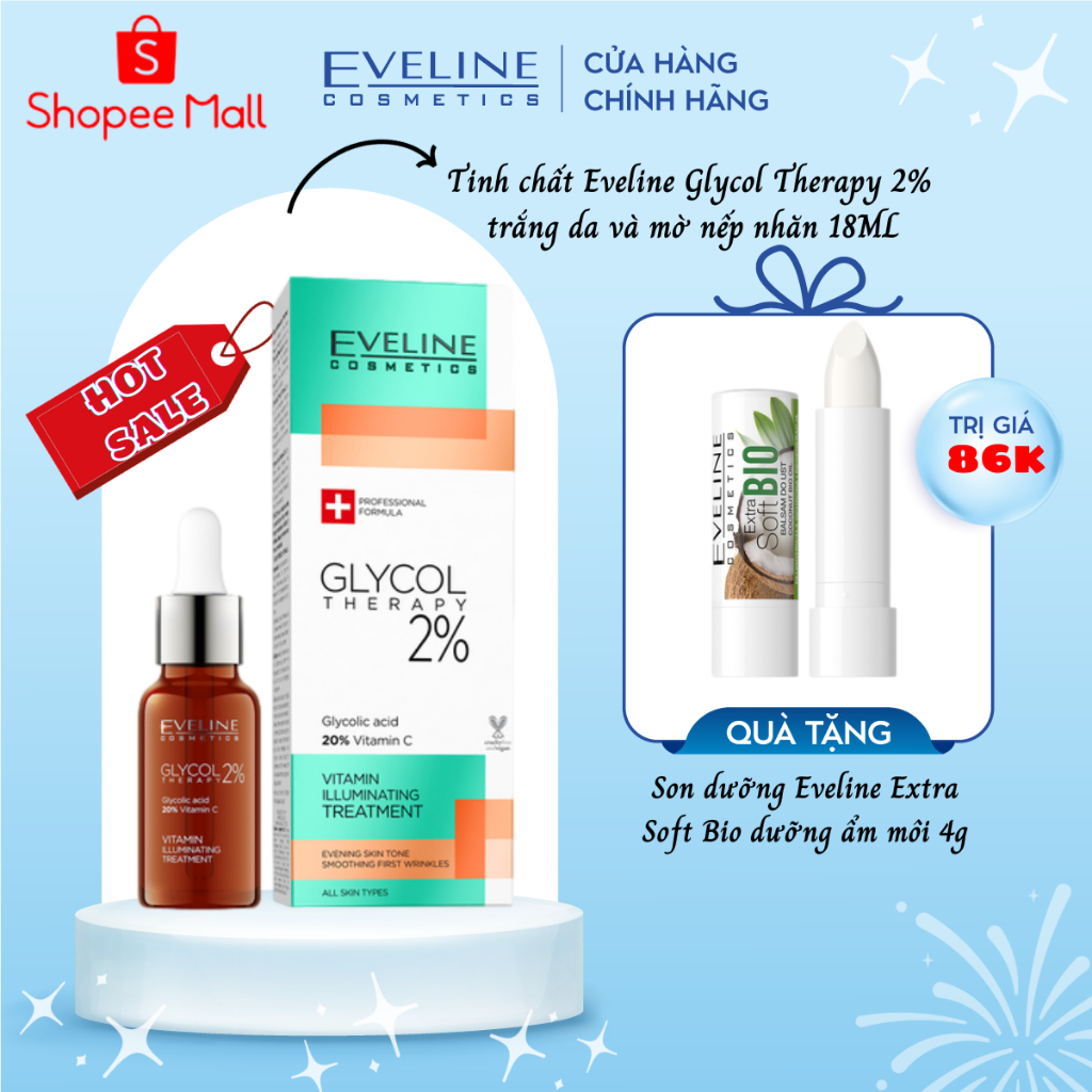 Tinh chất làm sáng da và mờ nếp nhăn Eveline Glycol Therapy 2% 18ML