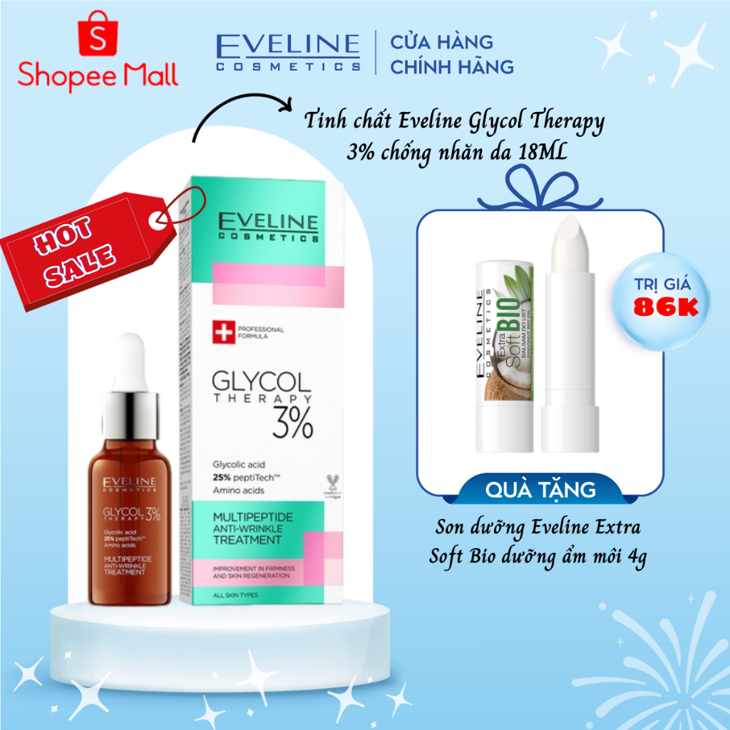 Tinh chất Eveline Glycol Therapy 3% chống nhăn da 18ML