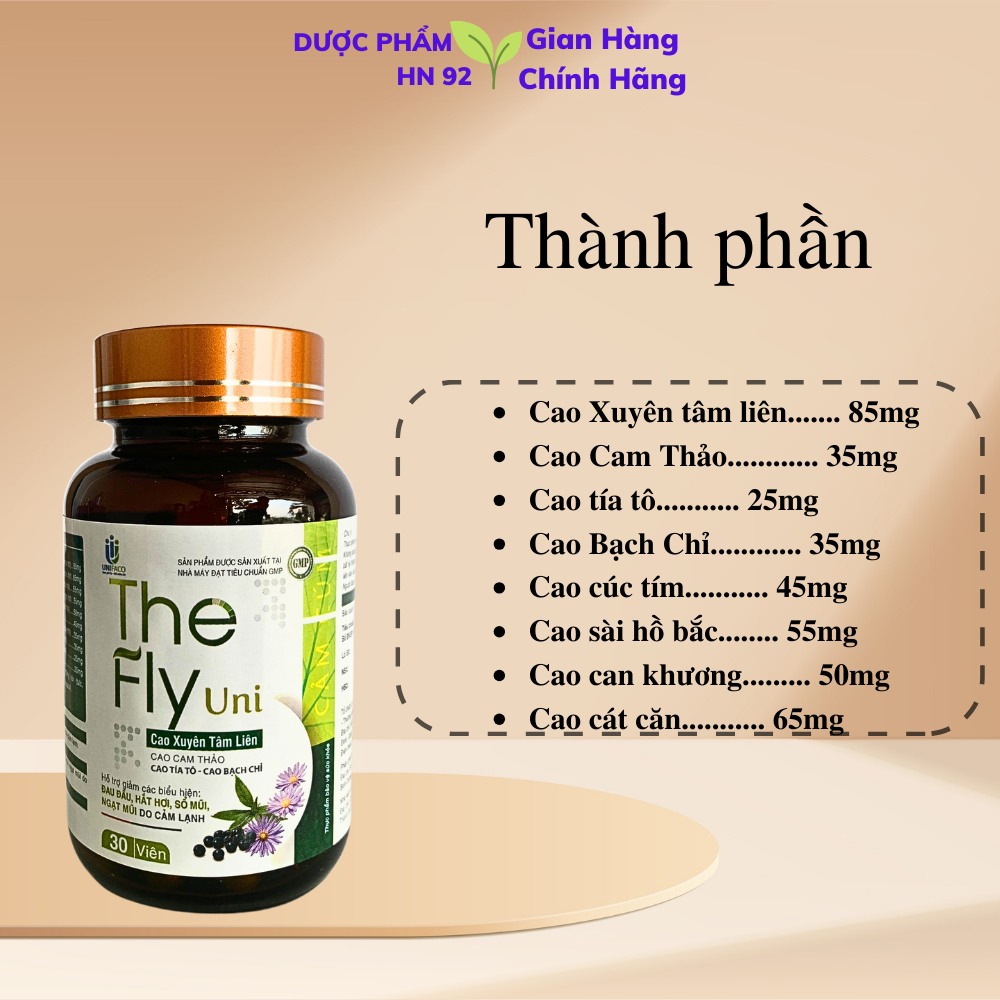 Viên Uống Cảm Cúm The Fly Uni, Hỗ trợ giảm đau đầu, hắt hơi, sổ mũi