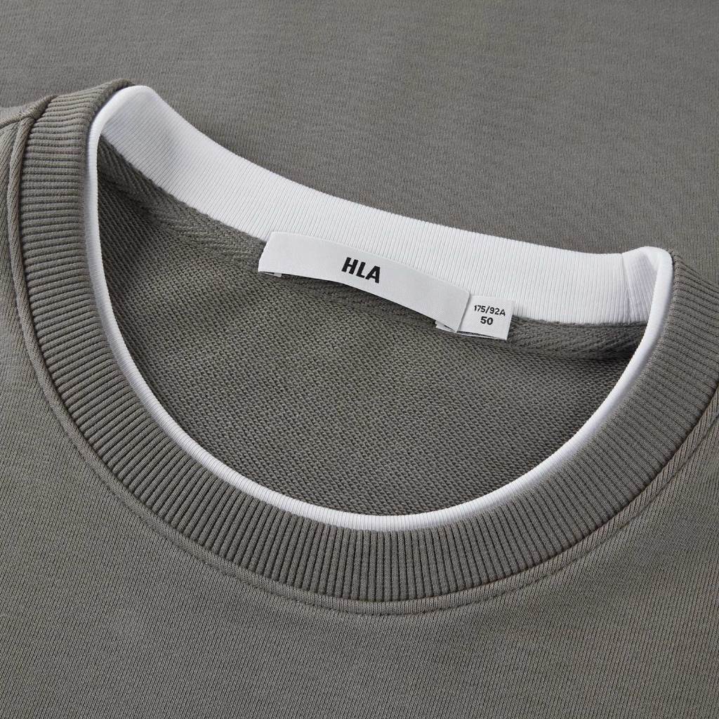 HLA - Áo thun nam dài tay mềm mịn thêu họa tiết Letter embroidered long sleeves pullover top