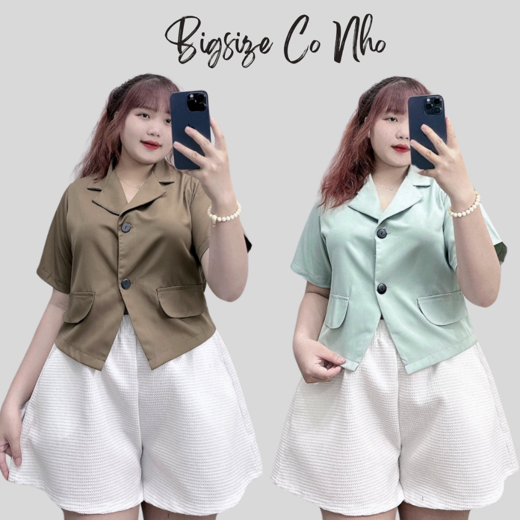 Áo vét lửng croptop bigsize nữ tay ngắn túi kiểu xinh xắn dành cho nàng chuppy 60-92kg- SM14