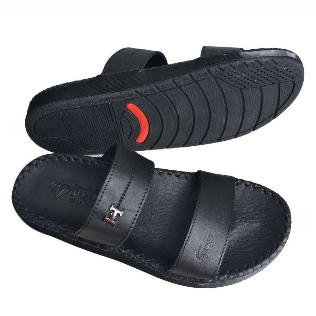 Dép nam da quai ngang thời trang 2 dây lịch sự đế cao 2,5cm HY73