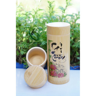Hộp tre đựng trà in thư pháp chữ Cát Tường
