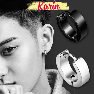  Khuyên Tai Tròn Bông Tai Thép Titan Không Gỉ Xỏ Lỗ Phong Cách gothic Đường Phố màu bạc đen đơn giản đẹp nhỏ xinh Karin 