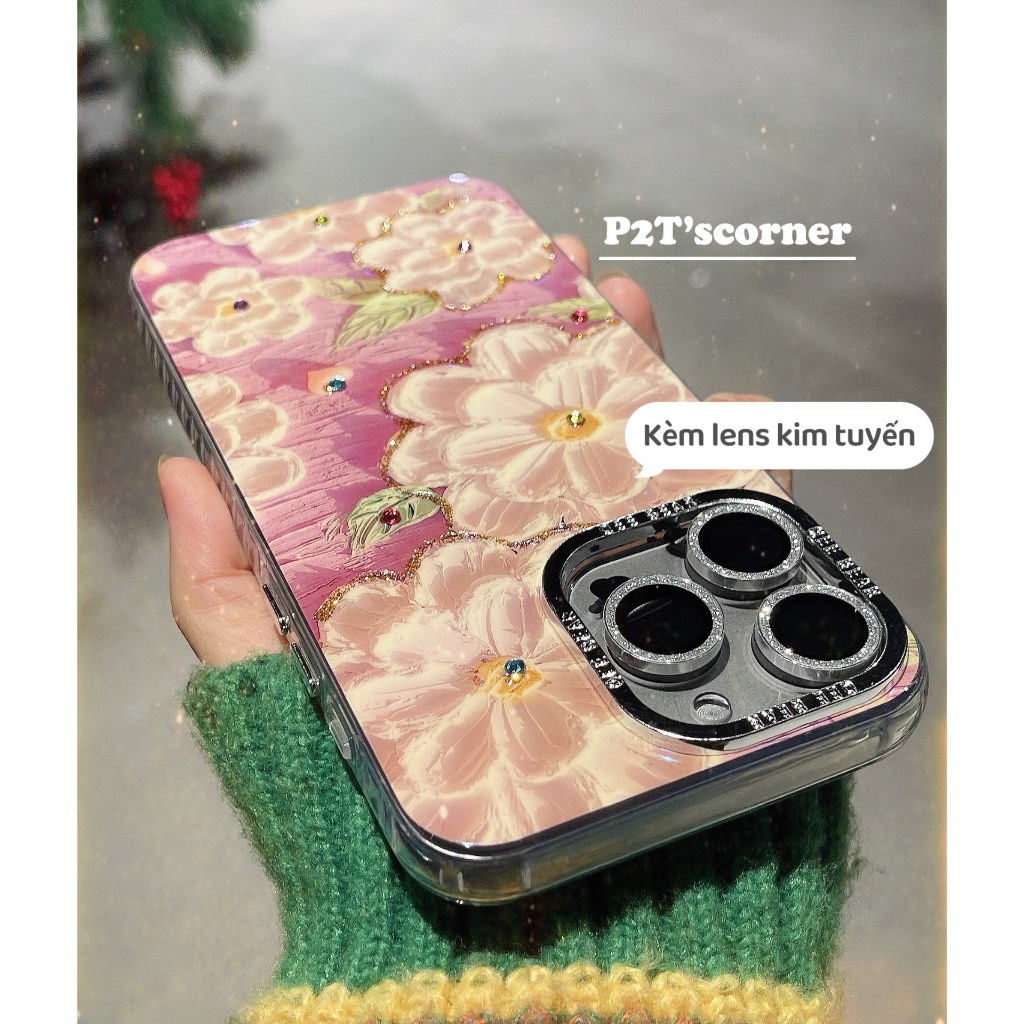 Ốp Kèm Lens Bảo Vệ Camera Hoa Mẫu Đơn Hologram